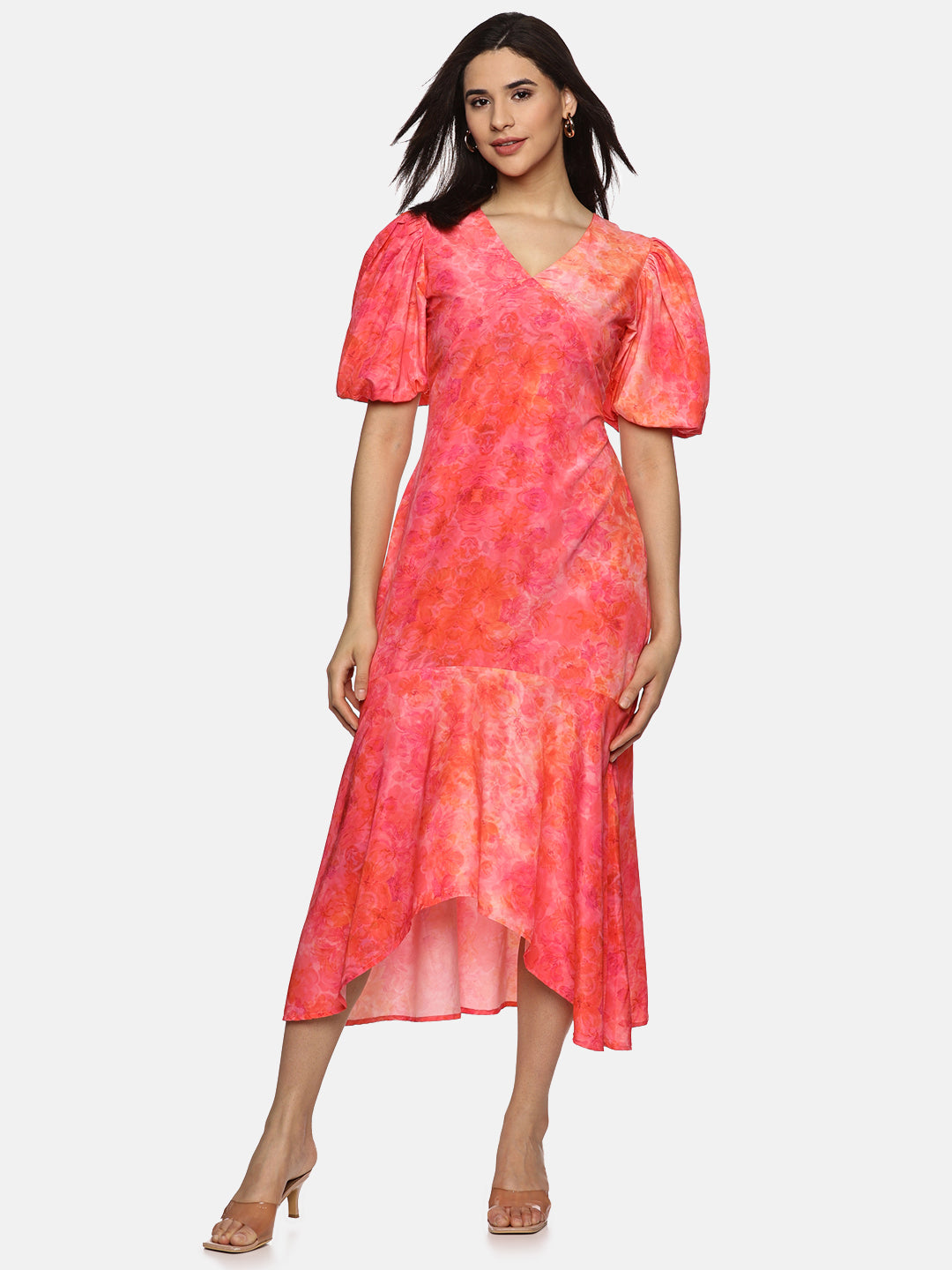 IS.U Floral Pink High Low Midaxi Dress