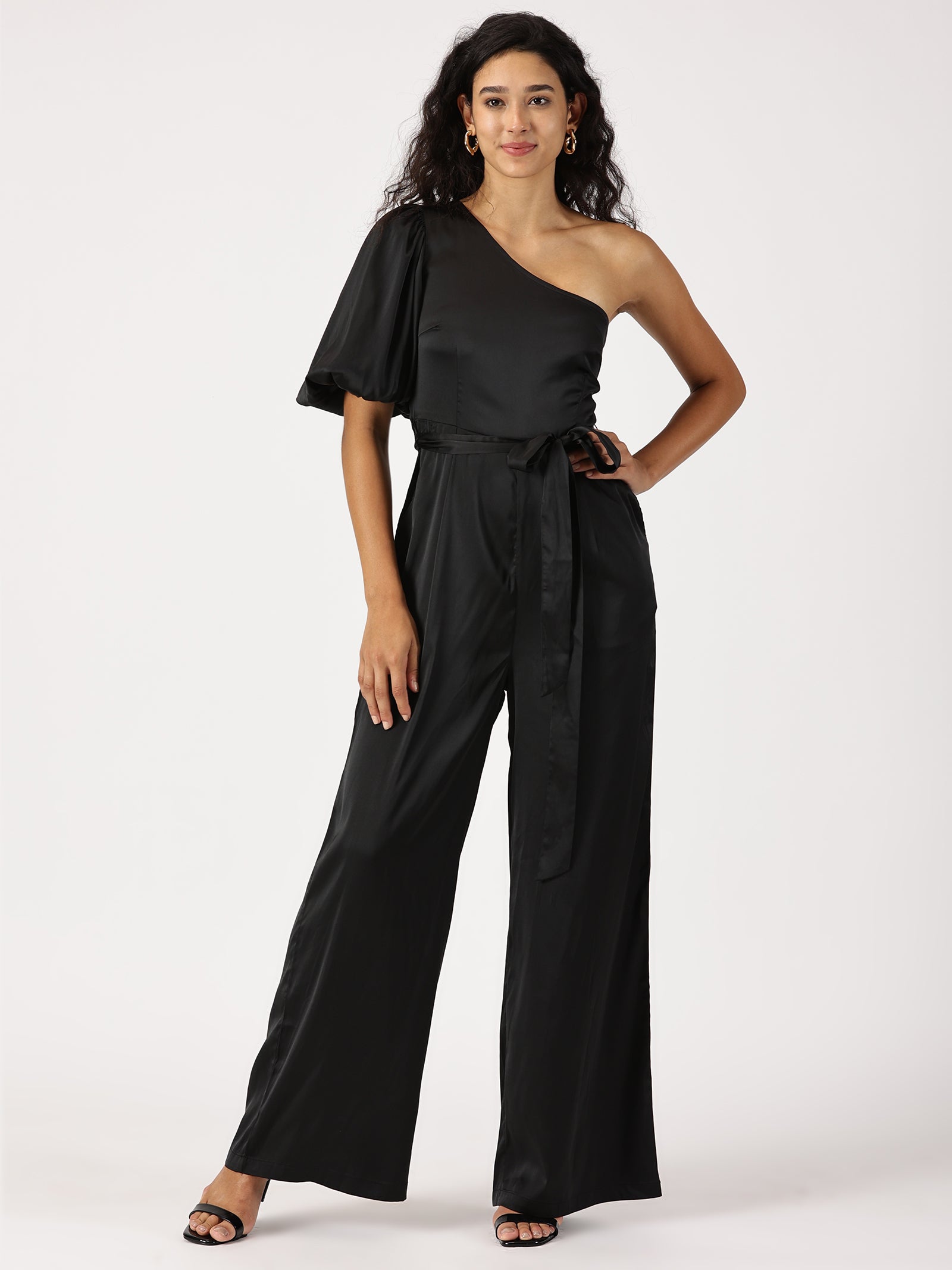 IS.U Black One Shoulder Jumpsuit