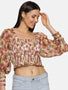 IS.U Floral Multicolor Smocked Crop Top