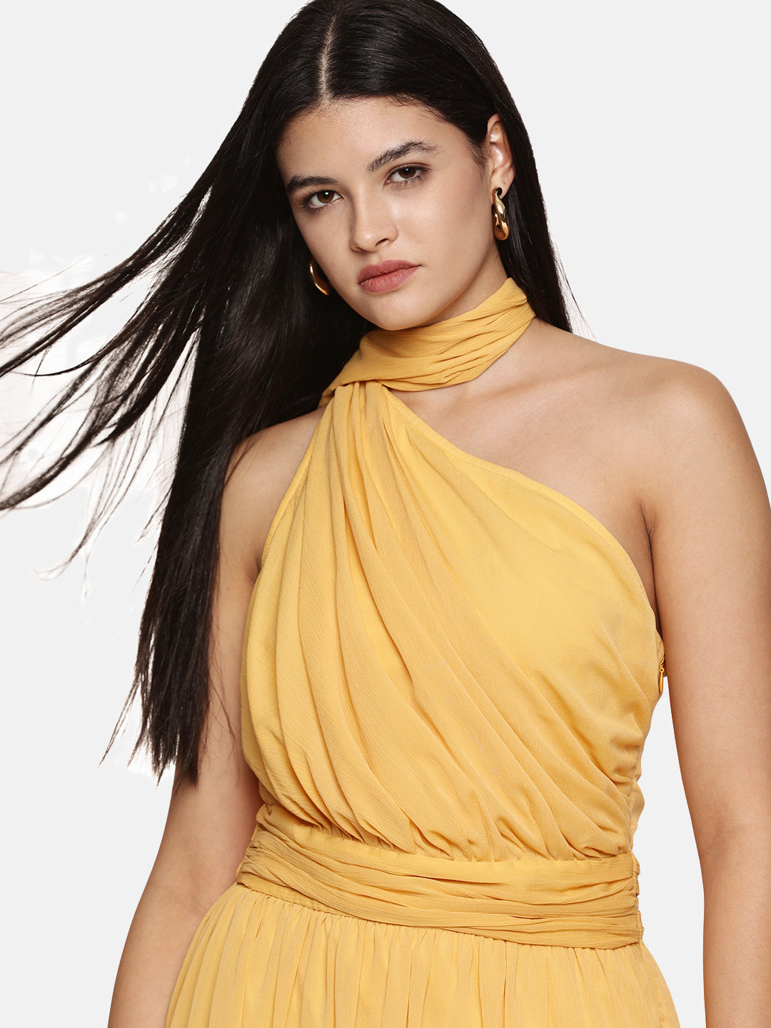 IS.U Yellow One Shoulder Maxi Dress