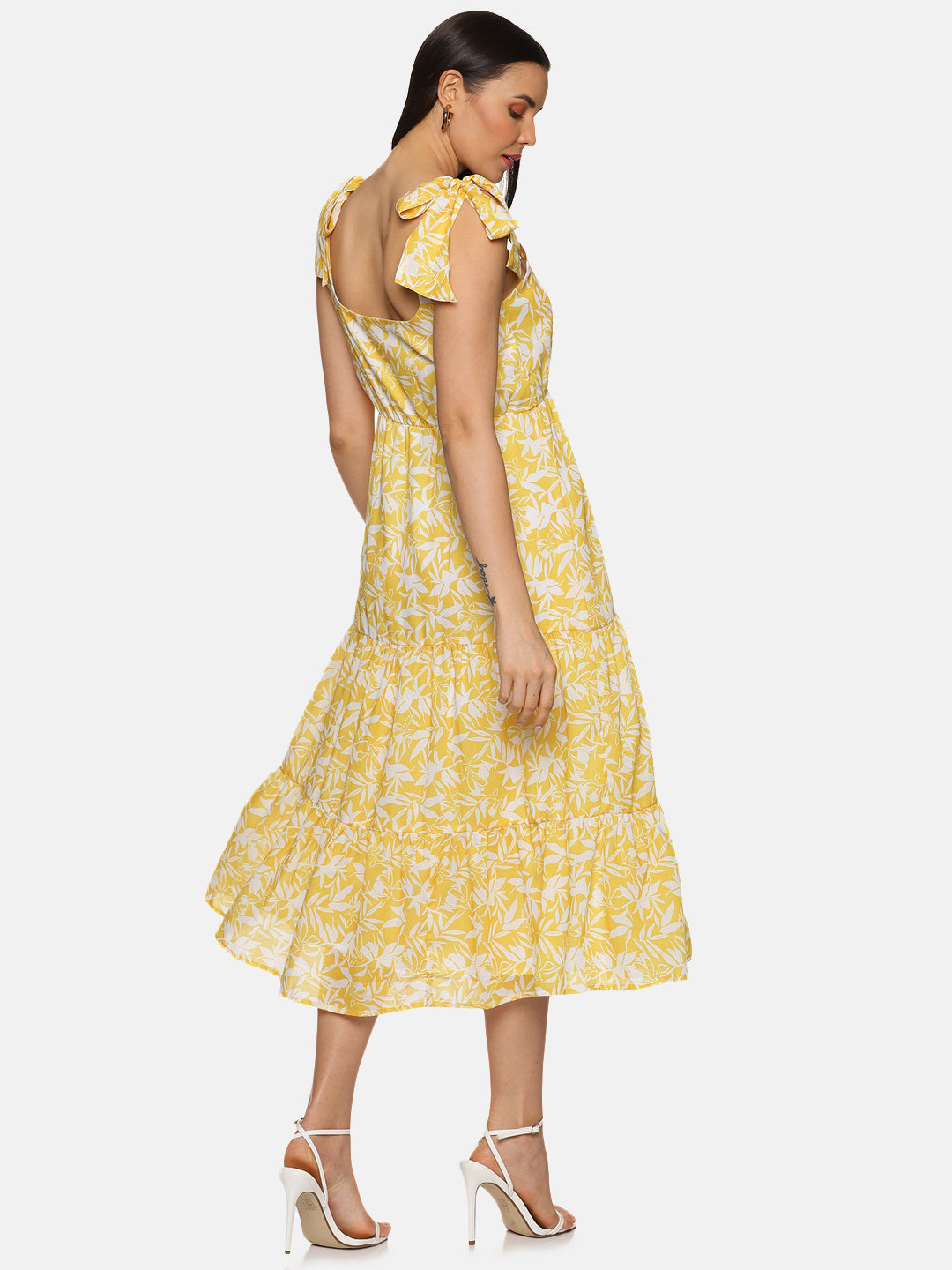 And yellow floral outlet tie up dress