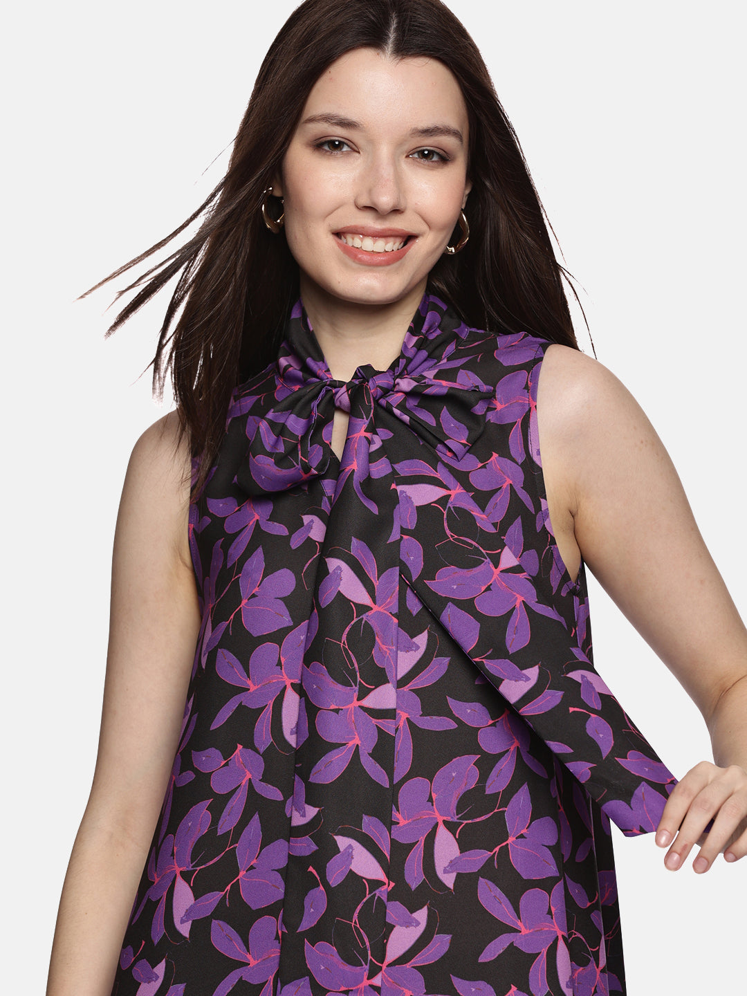 IS.U Floral Purple Tiered Sleeveless Dress