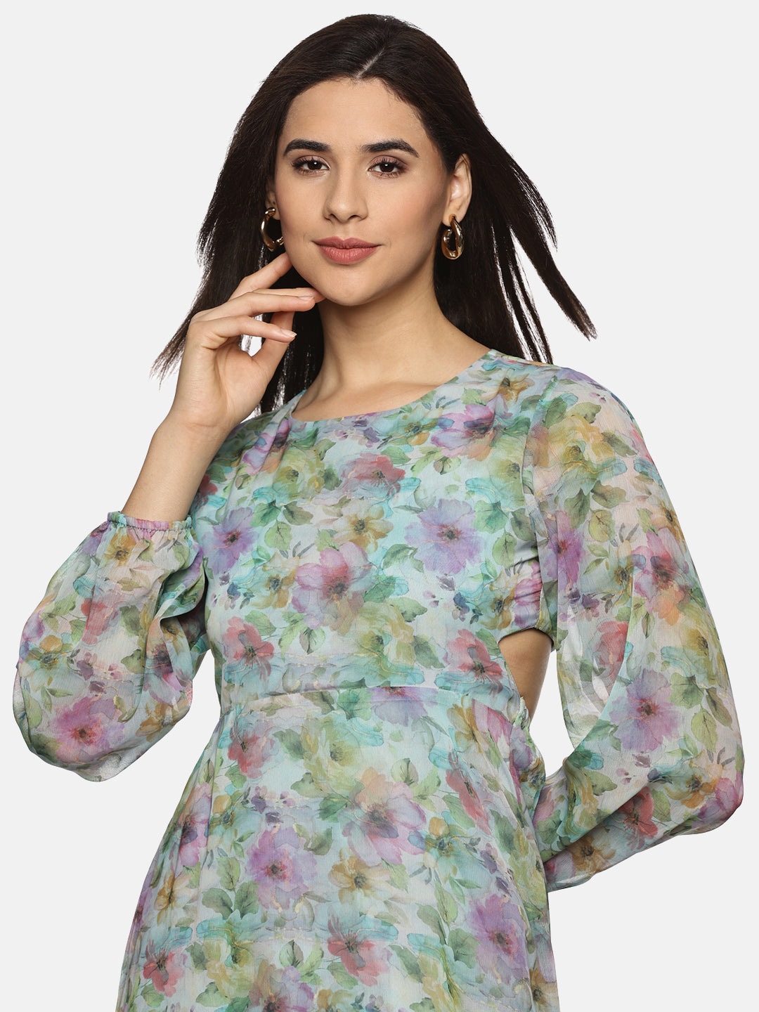 Buy Multicolor Printed Midaxi Dress For Women