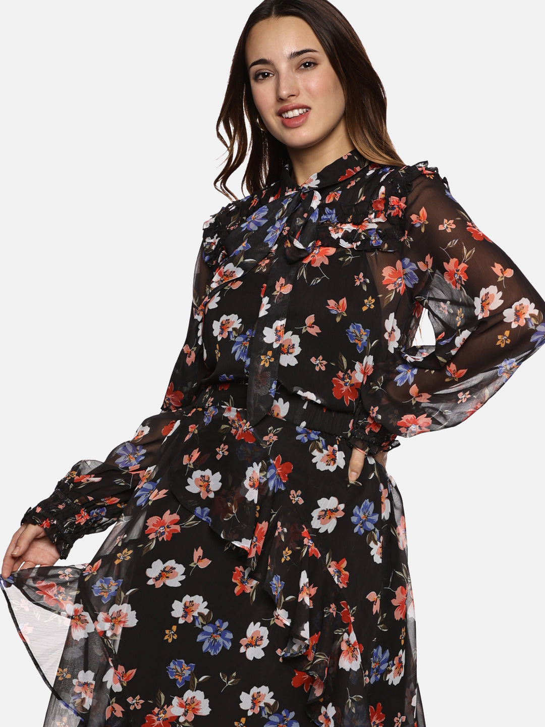 IS.U Floral Black Skirt and Top Co-ord set