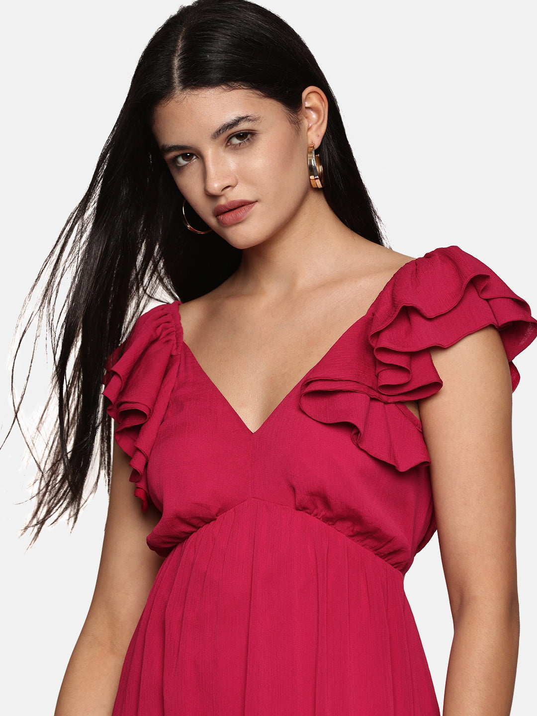 IS.U Magenta Back Cut Out Maxi Dress