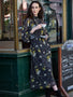 IS.U Floral Black Belted Blouson Sleeve Dress