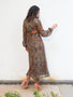 IS.U Floral Brown Cut Out Midaxi Dress