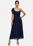 IS.U Blue Ruffle Maxi Dress