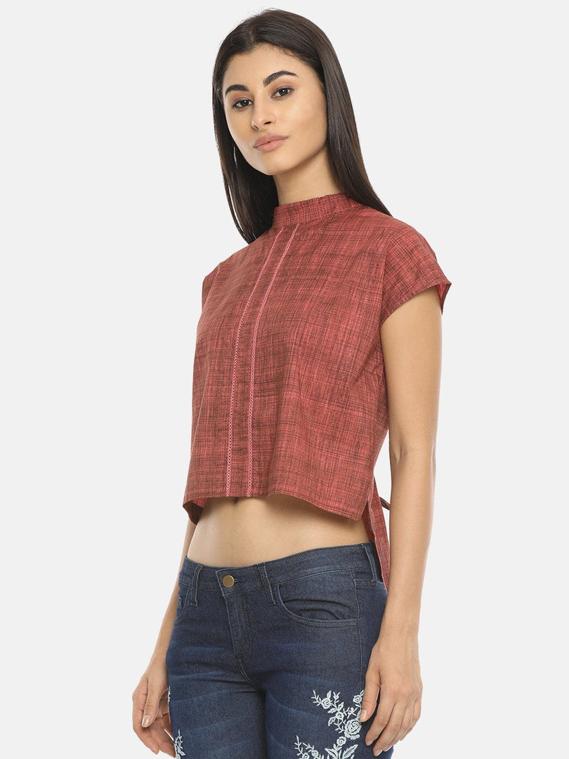 IS.U Brown High Neck Top