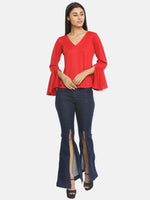 Load image into Gallery viewer, IS.U Red V-Neck Top