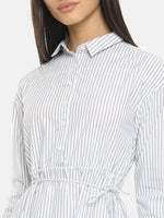Load image into Gallery viewer, IS.U White Striped Shirt Dress