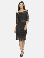 Load image into Gallery viewer, IS.U Black Off-Shoulder Dress

