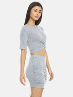 Load image into Gallery viewer, IS.U Blue Knitted Top with Skirt Co-Ord