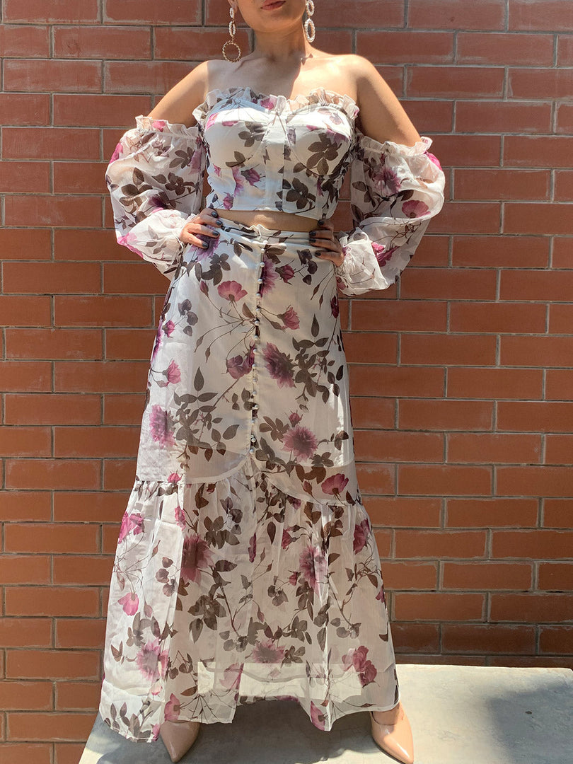 Kim Floral Crop Top & Skirt Co-ord