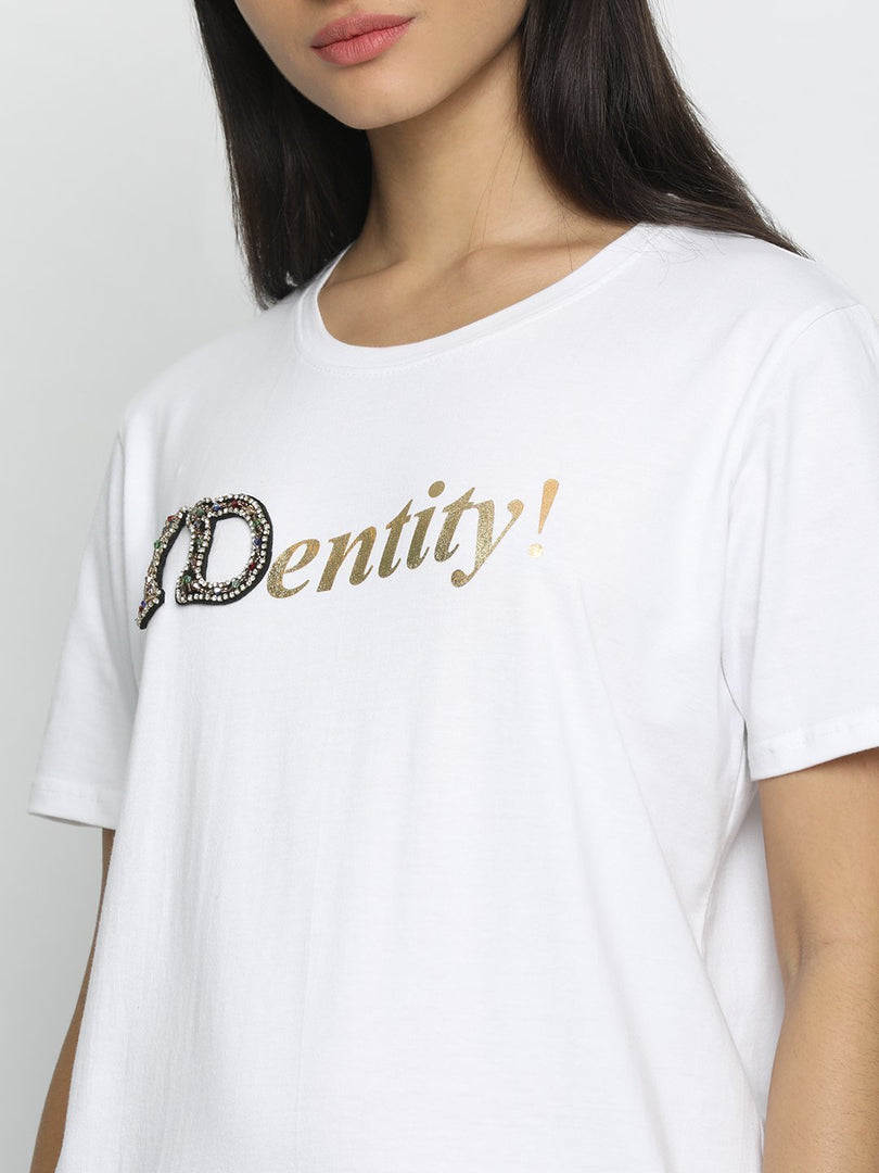 IS.U White Round Neck T-shirt