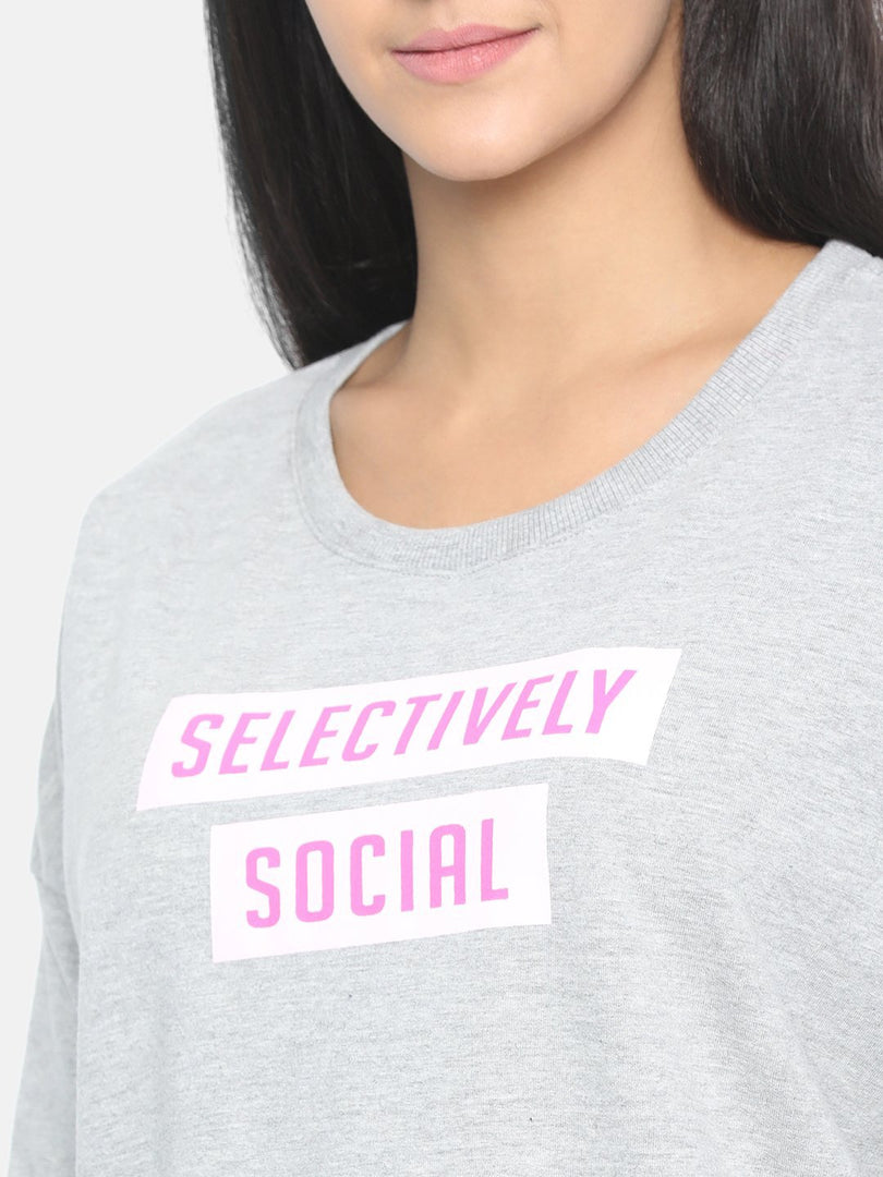 IS.U Grey Full Sleeve T-shirt