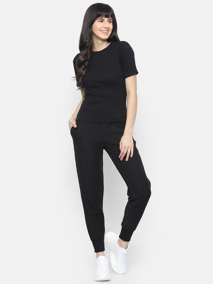 IS.U Black Skinny Fit Track Pant