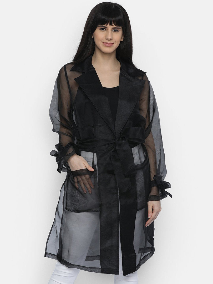 IS.U Black Organza Long Jacket