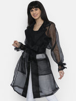 Load image into Gallery viewer, IS.U Black Organza Long Jacket

