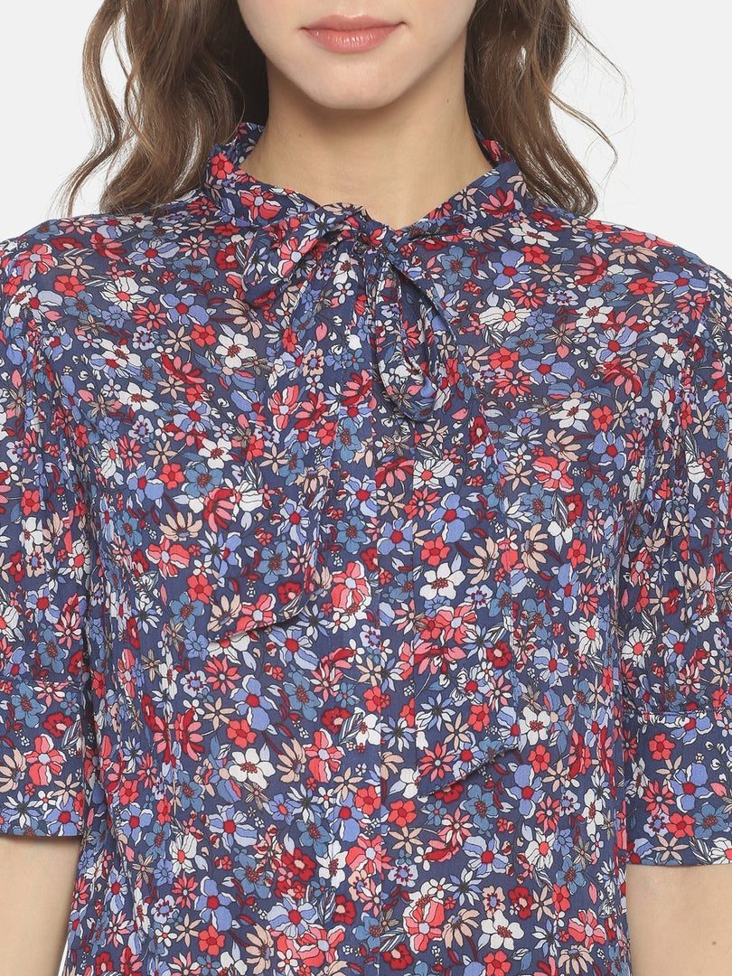 IS.U Navy Puff Sleeve Shirt Dress
