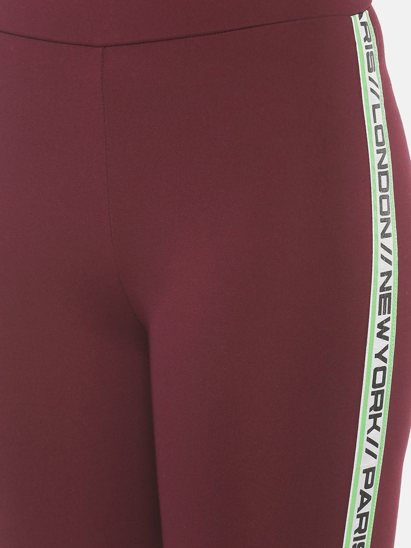 IS.U Maroon High Waist Treggings