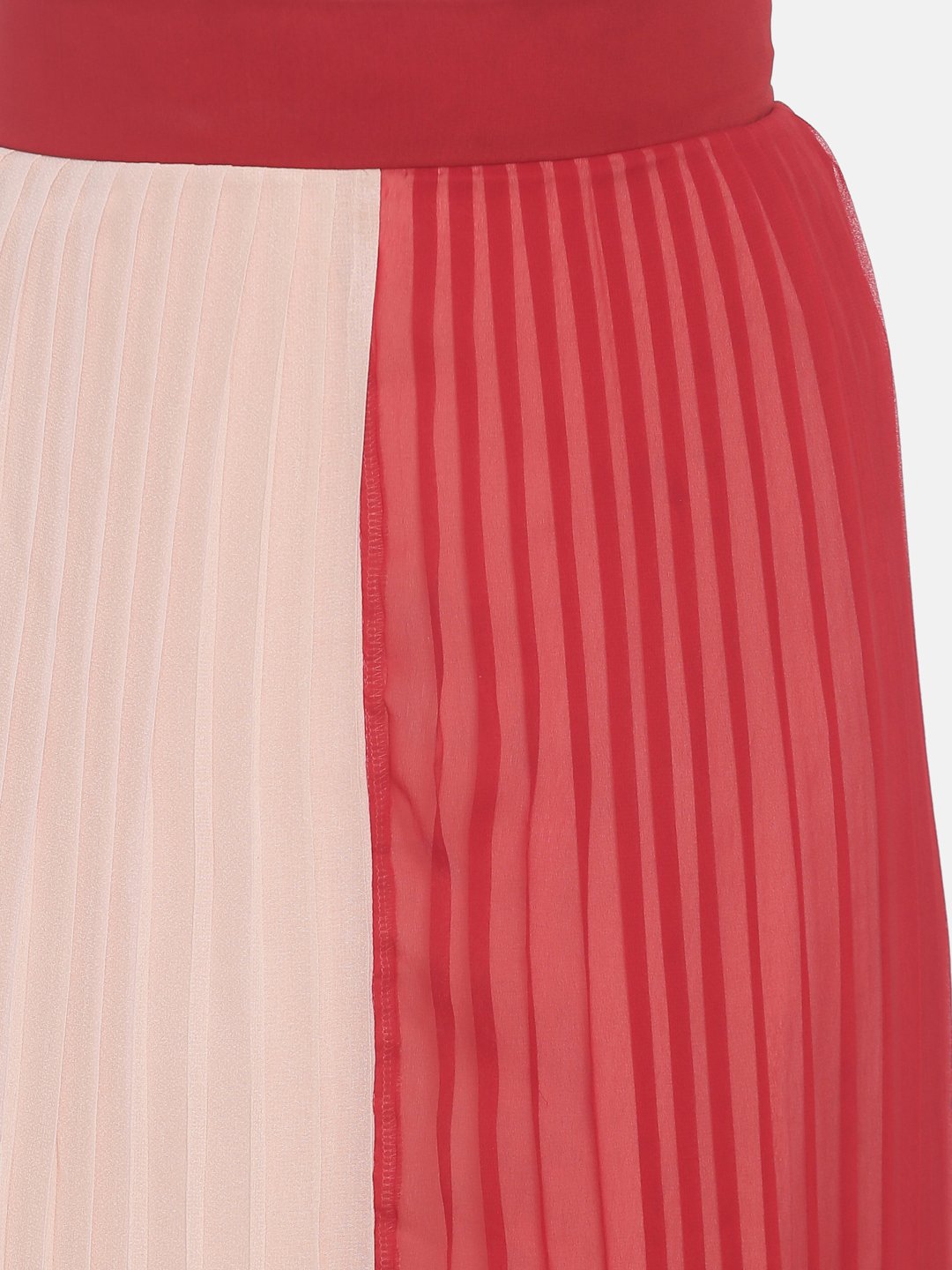 IS.U Pink Color Block Pleated Skirt