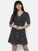 Load image into Gallery viewer, IS.U Black V-Neck Button Down Dress