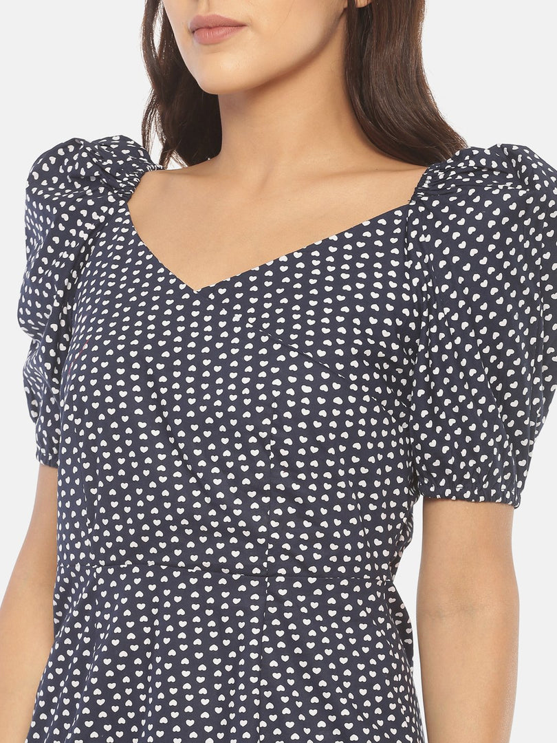 IS.U Navy Wrap Neck Dress