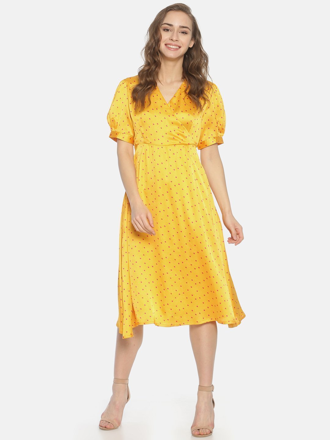 IS.U Yellow Wrap Neck  Dress
