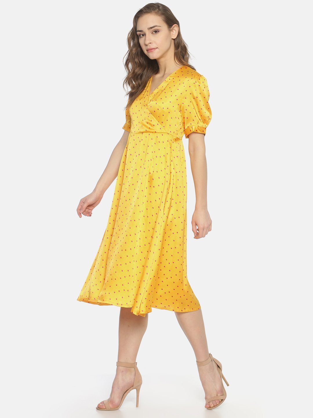 IS.U Yellow Wrap Neck  Dress