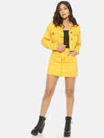 Load image into Gallery viewer, IS.U Yellow Oversized Crop Denim Jacket

