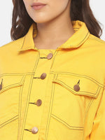 Load image into Gallery viewer, IS.U Yellow Oversized Crop Denim Jacket
