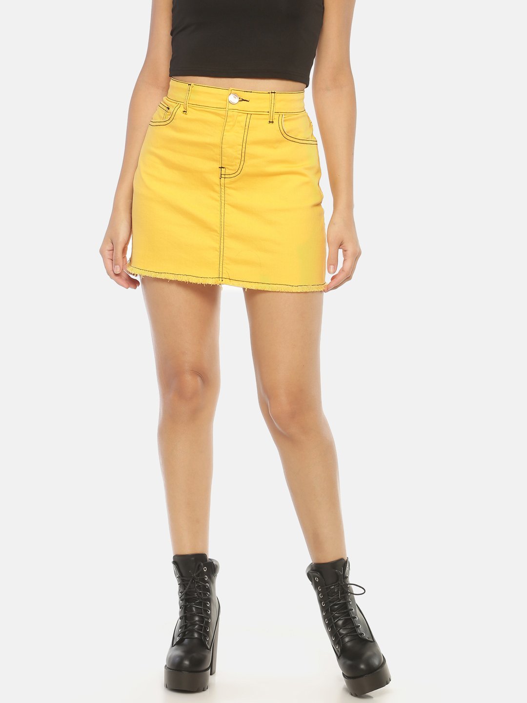 IS.U Yellow Denim Skirt