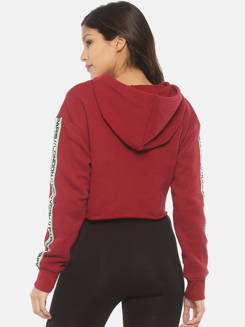 IS.U Maroon Cropped Hoodie