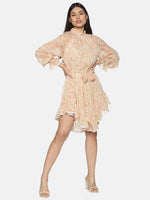 Load image into Gallery viewer, IS.U Orange Floral Relaxed Fit Belted Short Dress