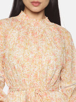 Load image into Gallery viewer, IS.U Orange Floral Relaxed Fit Belted Short Dress
