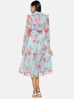 Load image into Gallery viewer, IS.U Blue Floral Tiered Midaxi Dress