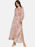 Load image into Gallery viewer, IS.U Beige Balloon Sleeve Buttoned Midaxi Dress