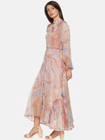 Load image into Gallery viewer, IS.U Beige Balloon Sleeve Buttoned Midaxi Dress