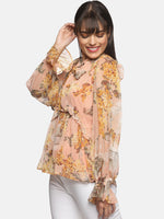 Load image into Gallery viewer, IS.U Peach neck tie up blouson top
