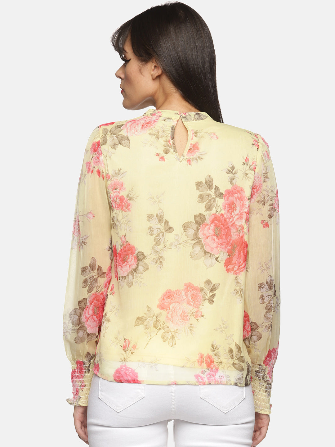 IS.U Front ruffle all over floral printed top