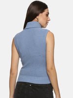 Load image into Gallery viewer, IS.U Blue Turtle Neck Sleeveless Sweater