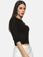 Load image into Gallery viewer, IS.U Black Mesh Regular Length Sweater