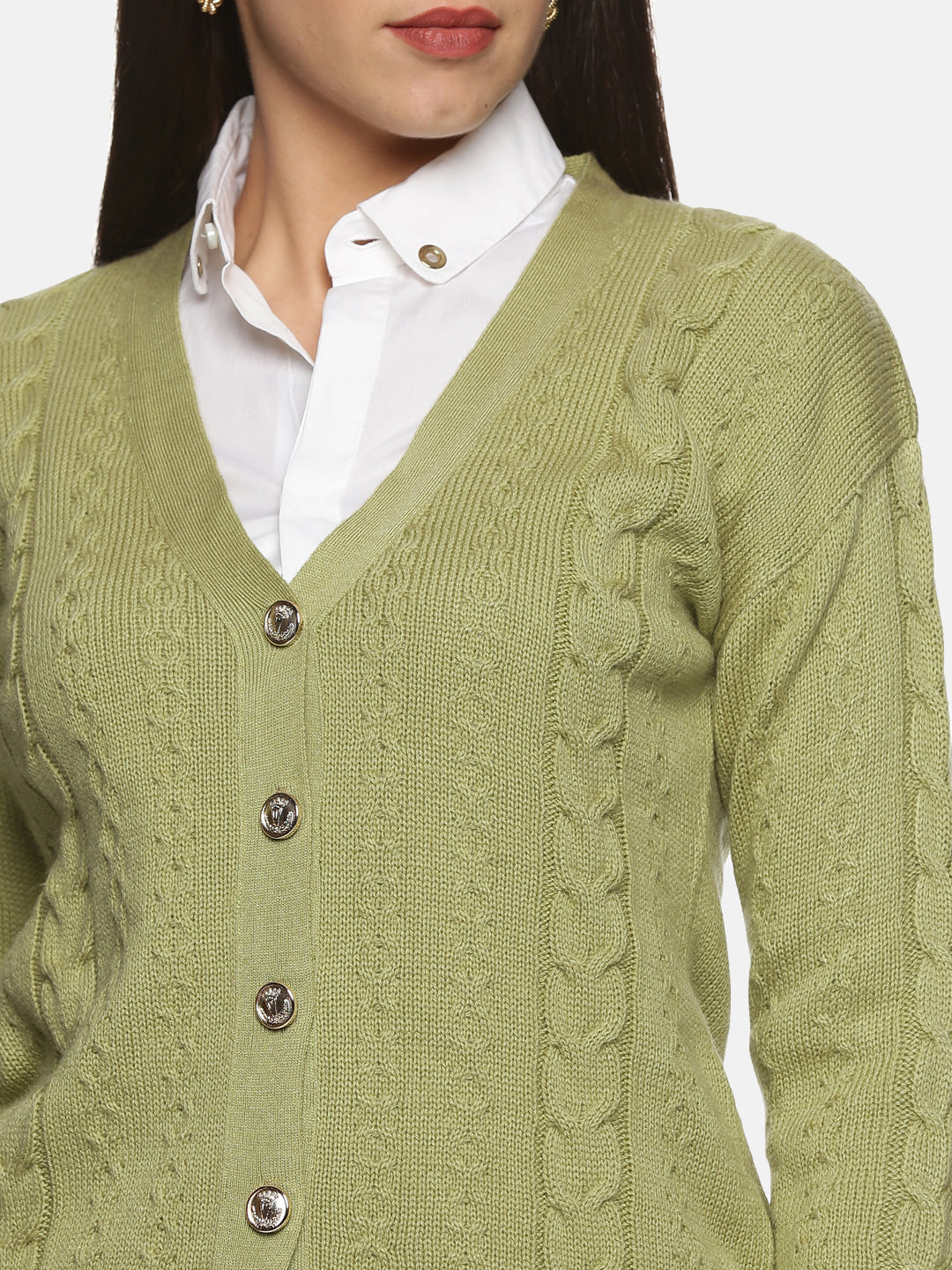 Buy V-Neck Cardigan For Women In Green