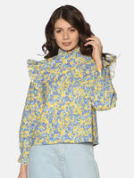 Load image into Gallery viewer, IS.U Multicolor Floral Peasant Sleeve Top
