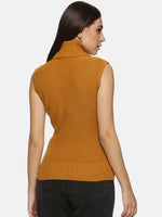 Load image into Gallery viewer, IS.U Yellow Turtle Neck Sleeveless Sweater