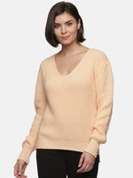 Load image into Gallery viewer, IS.U Light Orange Knitted V- neck Sweater