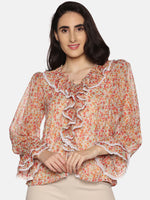 Load image into Gallery viewer, IS.U Floral Ruffled Long Sleeve Top
