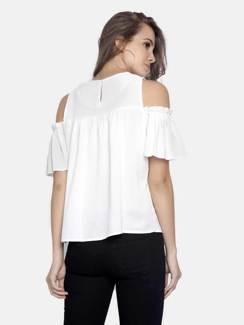 IS.U White Cold Shoulder Top