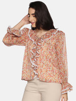 Load image into Gallery viewer, IS.U Floral Ruffled Long Sleeve Top
